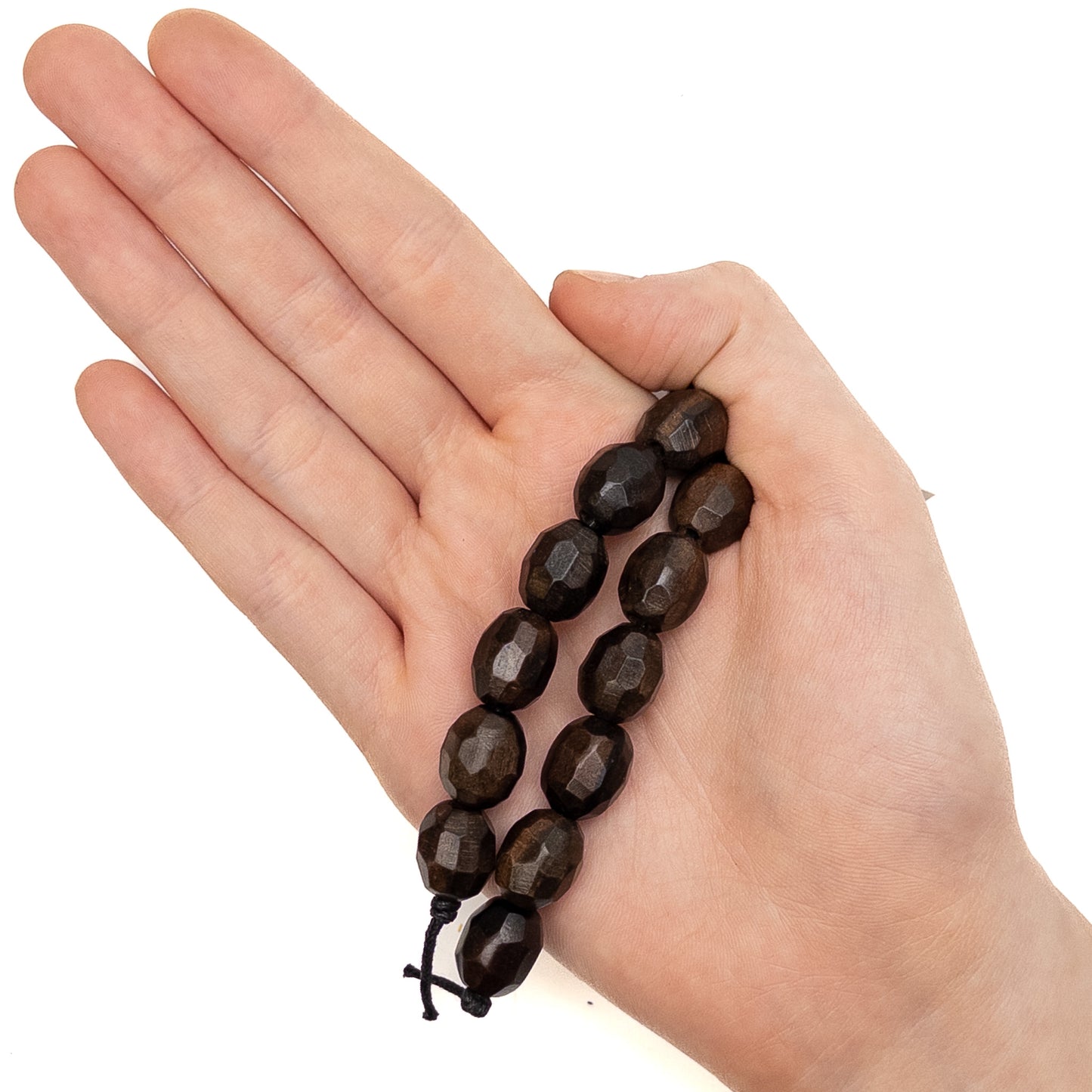 Faceted Tiger Ebony Wood Strand - 10x14mm Oval-The Bead Gallery Honolulu