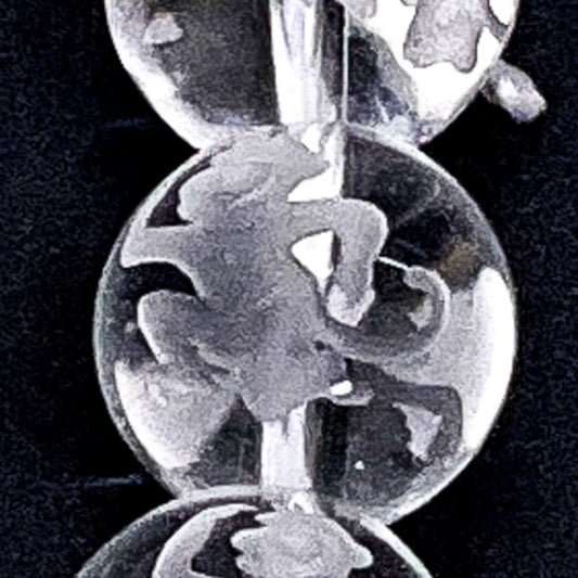 Crystal Quartz 12mm Round with Etched Monkey Bead (GEM45/P1871)