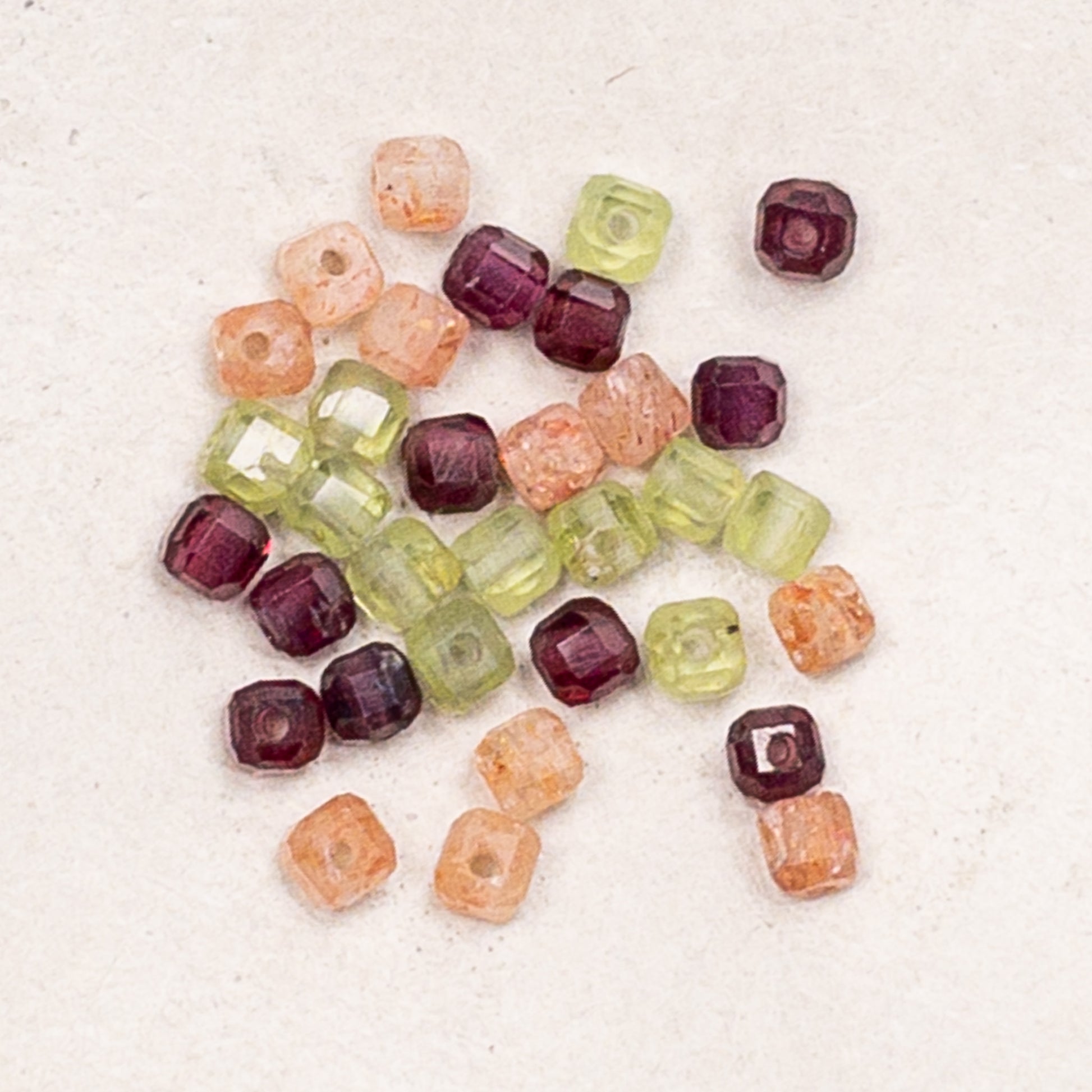 Ginger Bouquet Mixed Gemstone 2.5mm Faceted Cube Bead Mix - 33 pcs.-The Bead Gallery Honolulu