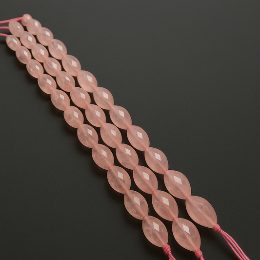Rose Quartz 13.5mm Faceted Marquise Bead - 6.25" Strand (GEM2460)