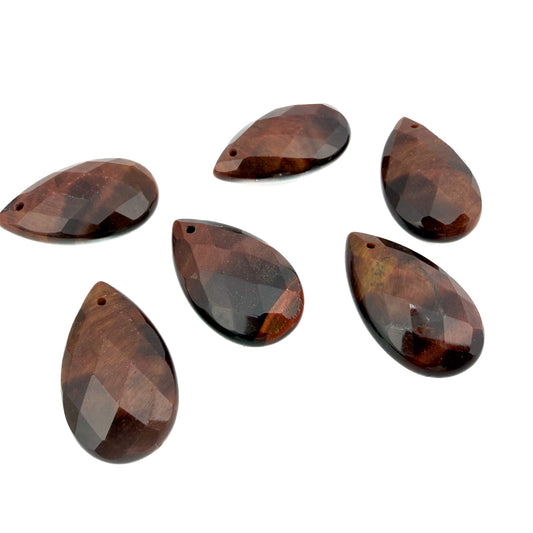 Red Tiger Eye 20mm Faceted Drop Briolette Bead (1 pc/P1528)-The Bead Gallery Honolulu