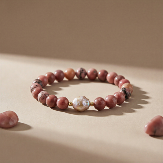 Rhodonite 8.25mm Smooth Round Stretchy Cord Bracelets (J352)