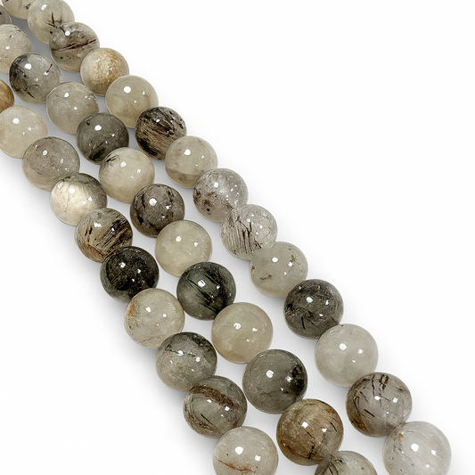 Rutilated Quartz 10mm Smooth Round Bead - 7.5" Strand (GEM2452)-The Bead Gallery Honolulu