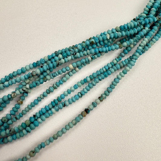 Turquoise Matte 2mm Rustic Rondelle Bead - 15" Strand-The Bead Gallery Honolulu