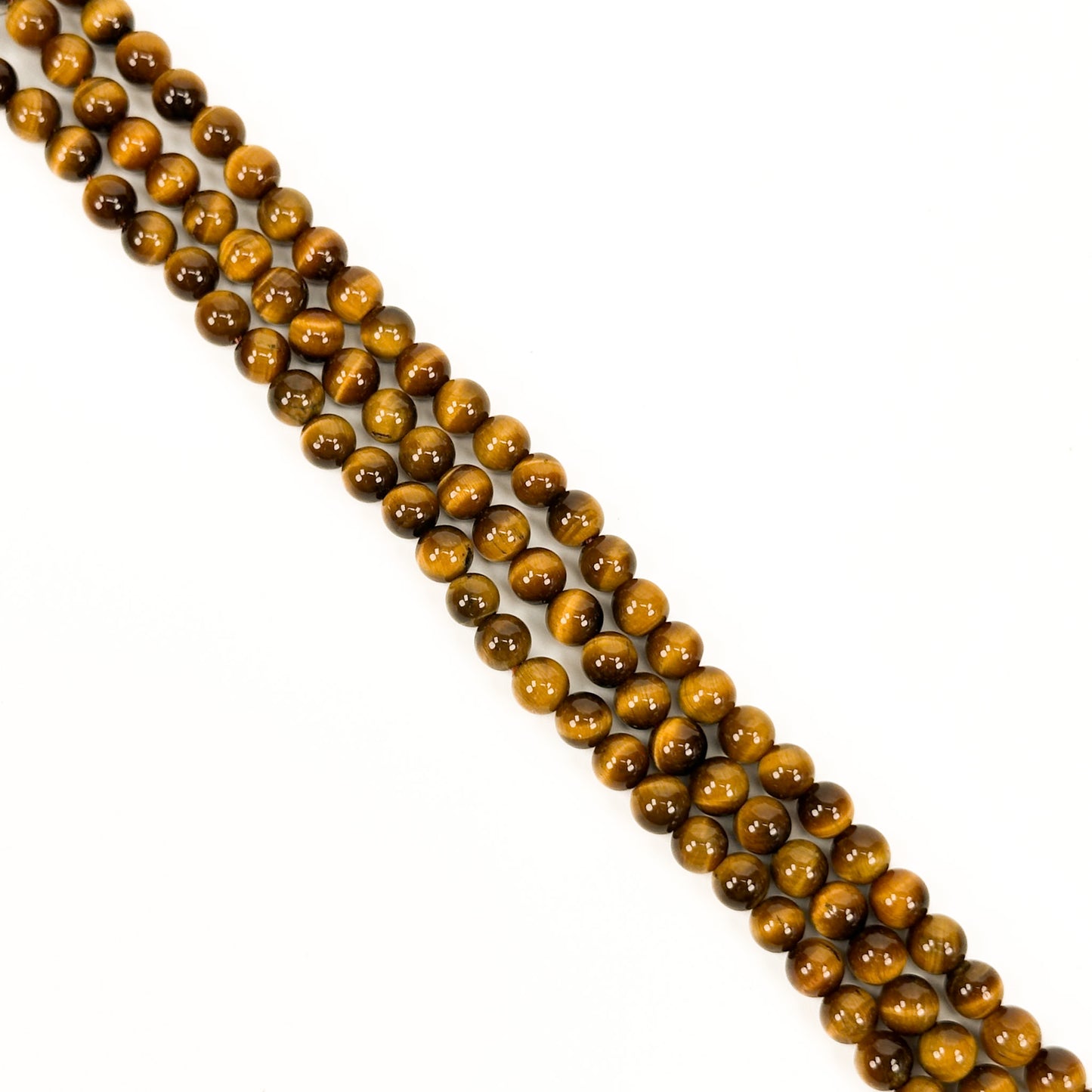 Yellow Tiger Eye 6mm Smooth Round Bead - 8" Strand (GEM2153)