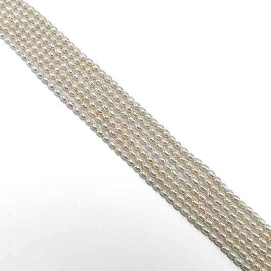 Freshwater Pearl 5.75mm White Rice Bead - 7.75" Strand (GEM2207)