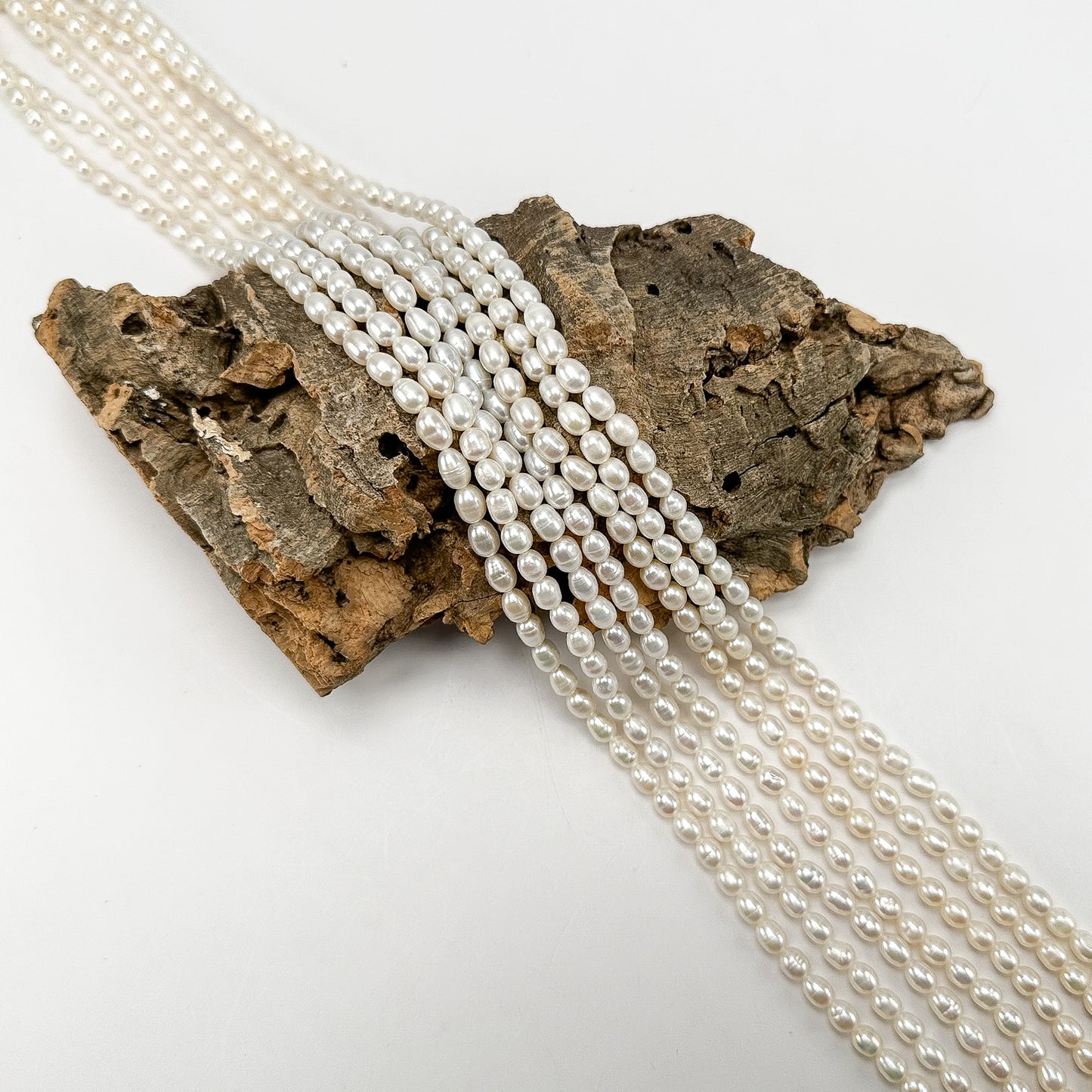 Freshwater Pearl 5.75mm White Rice Bead - 7.75" Strand (GEM2207)