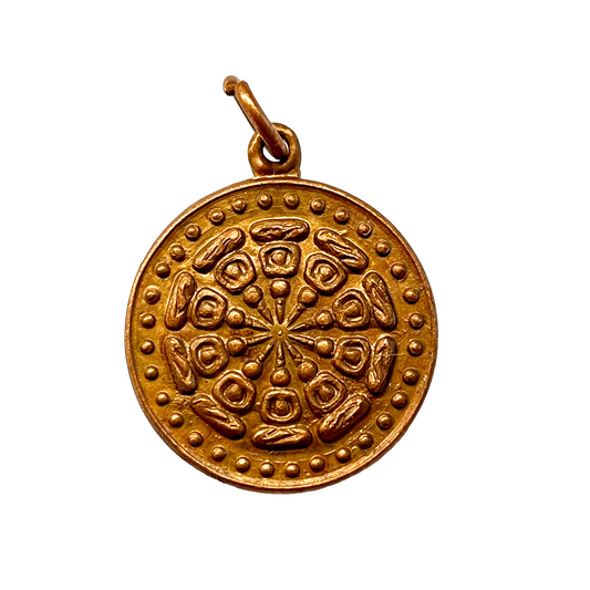 22mm Dharma Wheel Gold Plated Pendant - 1 pc.-The Bead Gallery Honolulu