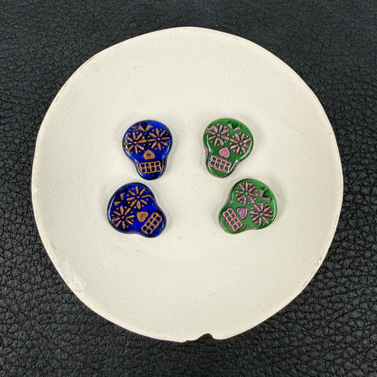 Sugar Skull (20x17mm) Glass Bead with Metallic Wash Bead - 1 pc. (P2617)