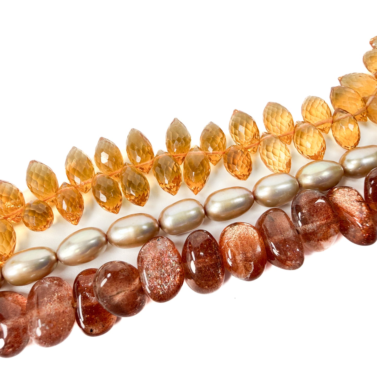 Citrine Briolette Faceted Bead Strand - 4.25" (Last One)