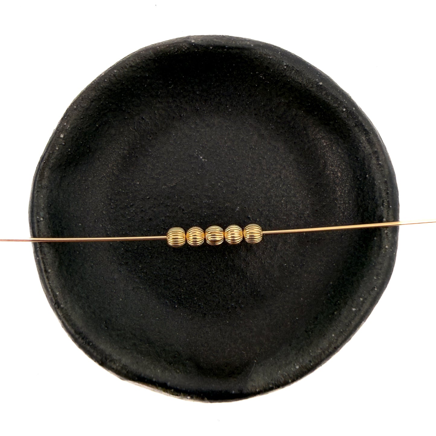 Pumpkin Spacer (Large Hole) 3mm Corrugated Gold Filled Bead (5 pc/M649)