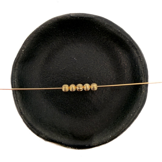 Pumpkin Spacer (Large Hole) 3mm Corrugated Gold Filled Bead (5 pc/M649)