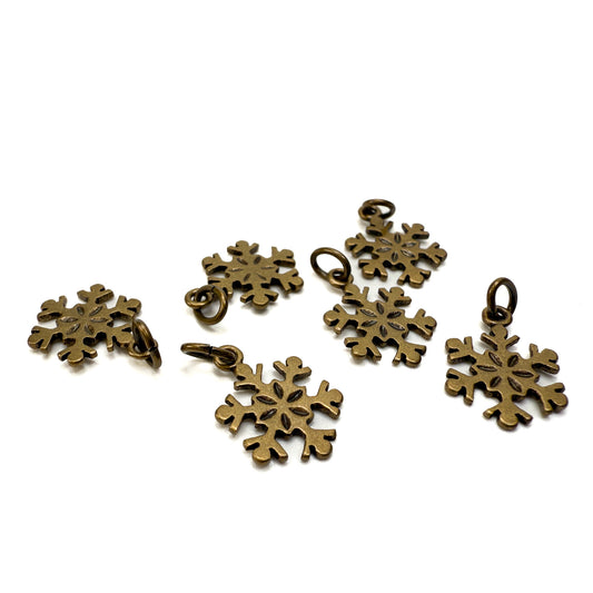 Vintage Snowflake Charm (Oxidized Brass) - 12 pcs.-The Bead Gallery Honolulu