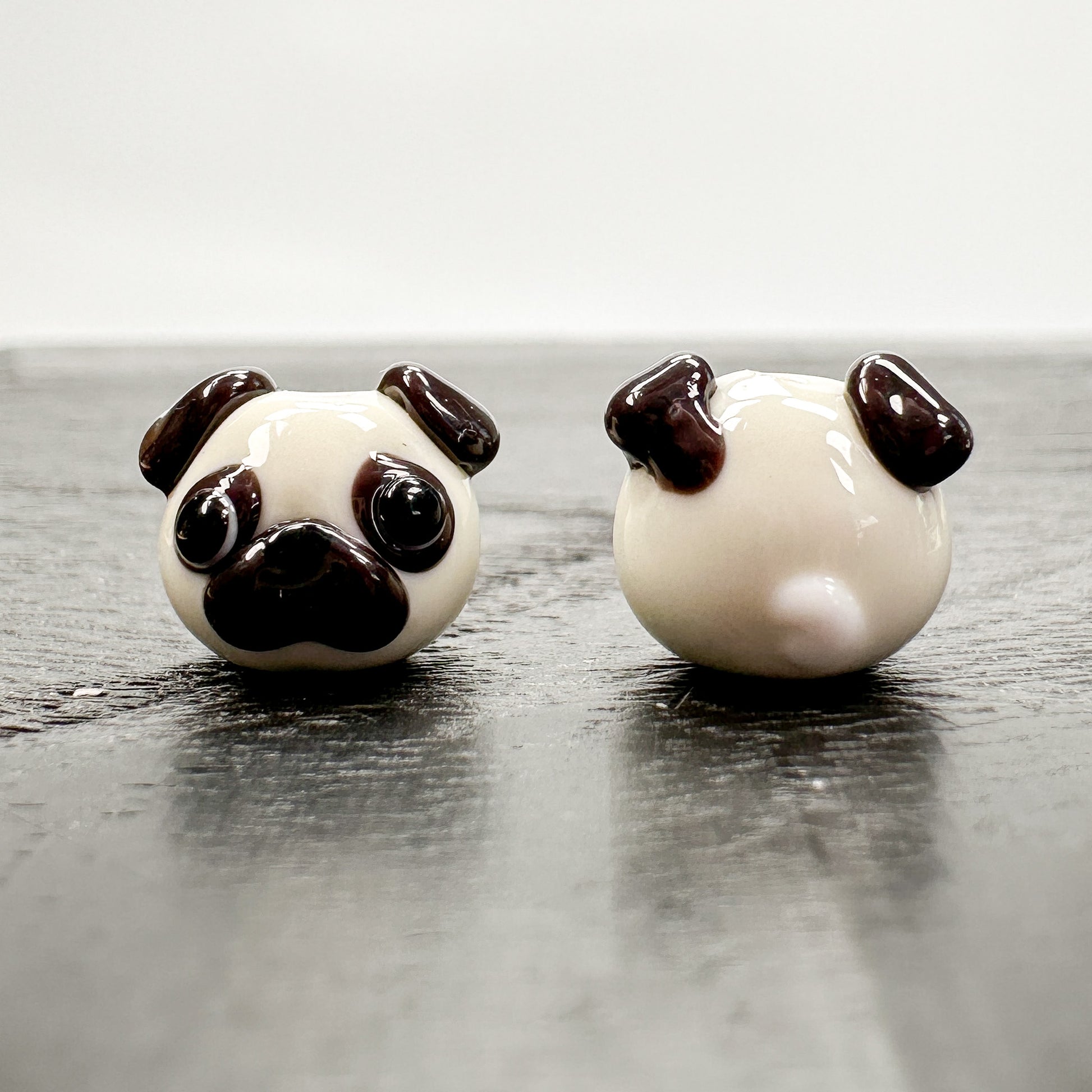 Chibi Handmade Glass Beads - Pug Dog Fawn-The Bead Gallery Honolulu