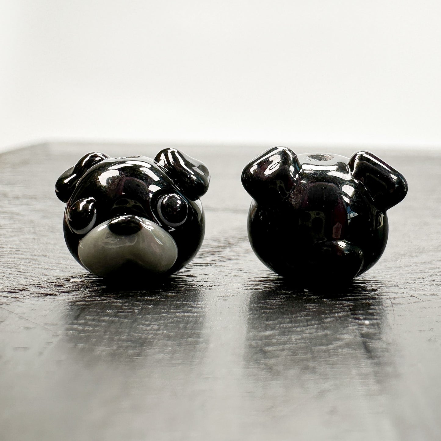 Chibi Handmade Glass Beads - Pug Dog Black-The Bead Gallery Honolulu