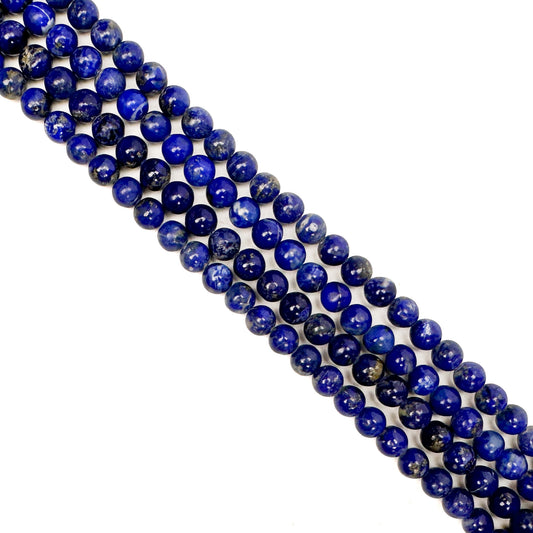 Lapis Lazuli 6mm Smooth Round Bead - 7.5" Strand-The Bead Gallery Honolulu
