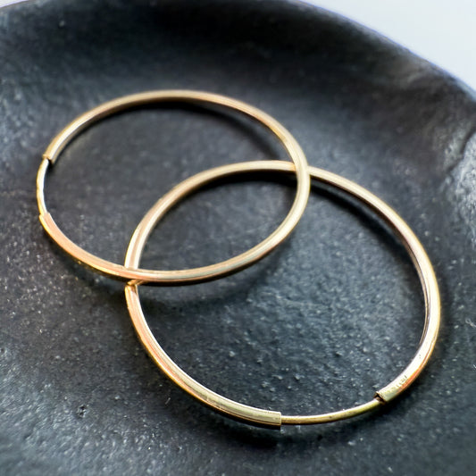 24mm Thin Square Tube Endless Hoop Earring - Gold Filled (1pair/G673)-The Bead Gallery Honolulu