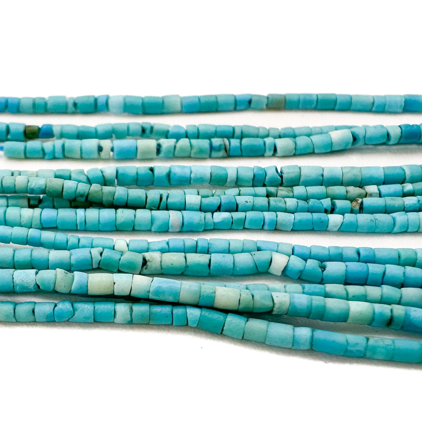 Turquoise Matte 1.5mm Rustic Tube Bead - 13" Strand