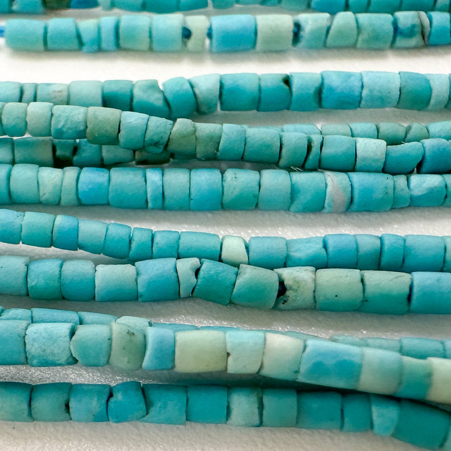 Turquoise Matte 1.5mm Rustic Tube Bead - 13" Strand