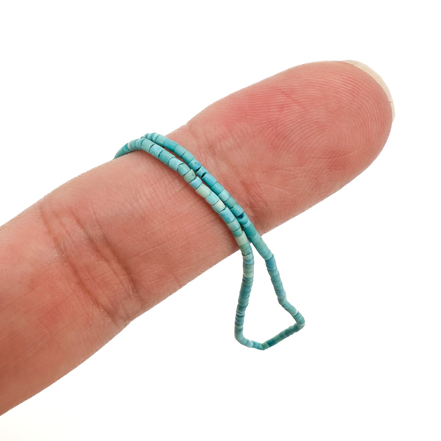 Turquoise Matte 1.5mm Rustic Tube Bead - 13" Strand