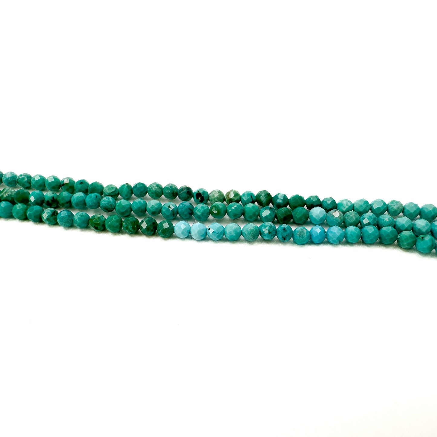 Arizona Turquoise 2mm Faceted Round Bead - 6.25" Strand