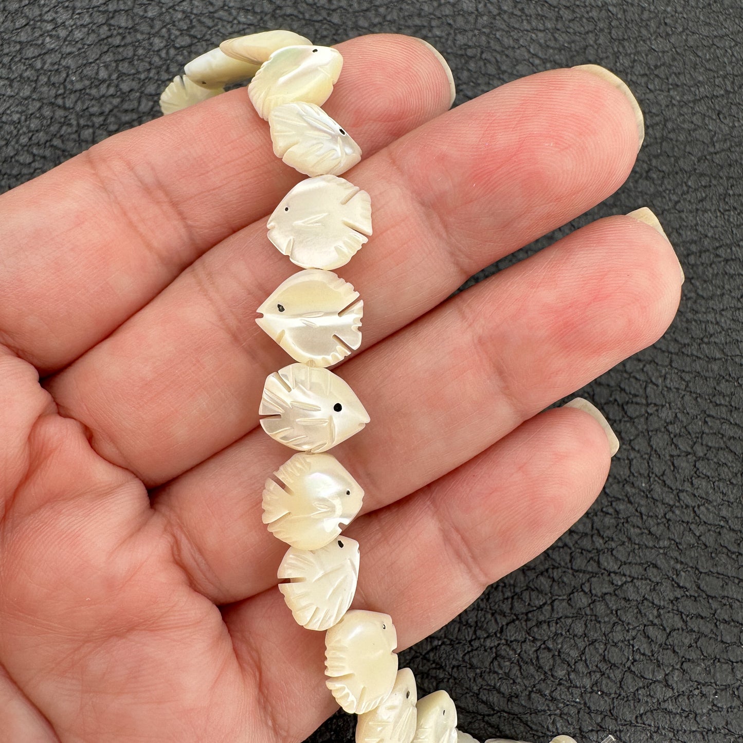 Mother of Pearl Shell Fish Bead - 8" Strand (GEM2360)