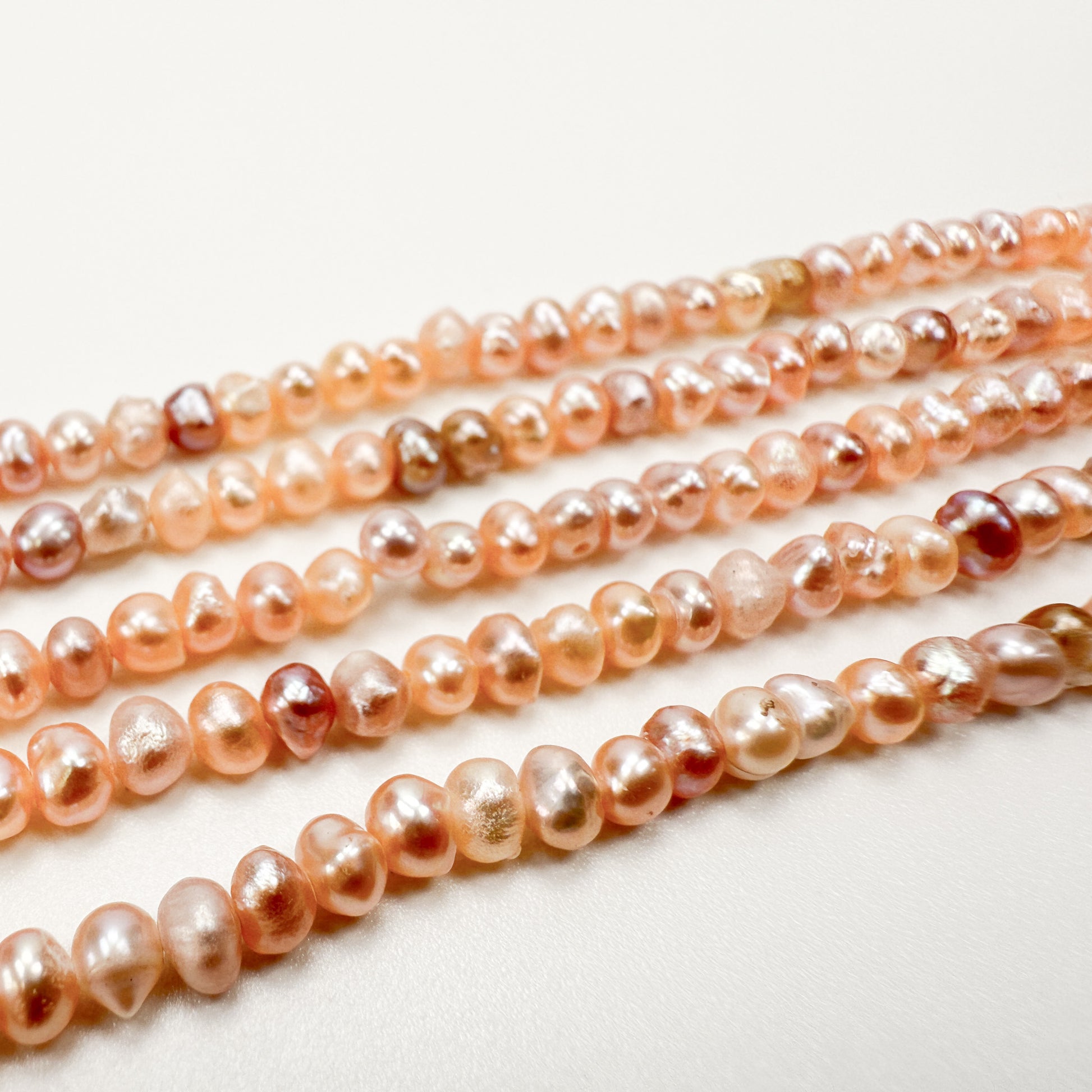 3mm Freshwater Pearl Peach Potato Bead - 7.75" Strand (GEM1490)-The Bead Gallery Honolulu