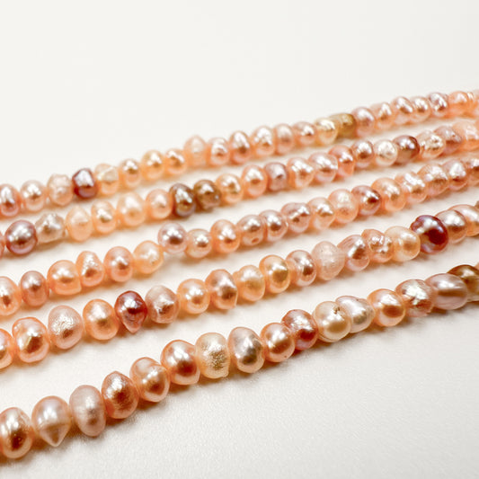 3mm Freshwater Pearl Peach Potato Bead - 7.75" Strand (GEM1490)-The Bead Gallery Honolulu