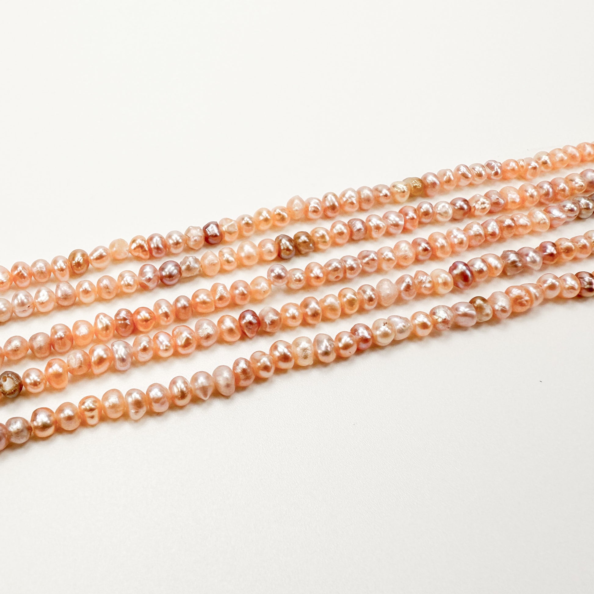 3mm Freshwater Pearl Peach Potato Bead - 7.75" Strand (GEM1490)-The Bead Gallery Honolulu