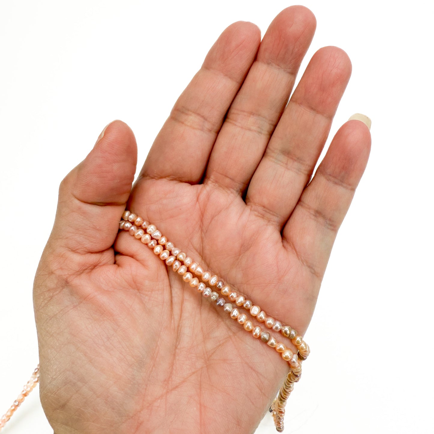 3mm Freshwater Pearl Peach Potato Bead - 7.75" Strand (GEM1490)-The Bead Gallery Honolulu