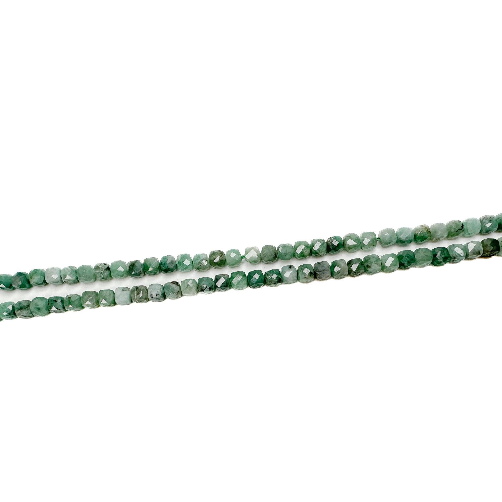 Emerald 4mm Faceted Cube Bead - 3" MINI Strand-The Bead Gallery Honolulu