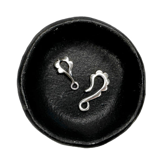 Seahorse Hook and Eye Clasp (Sterling Silver) - 1 set-The Bead Gallery Honolulu