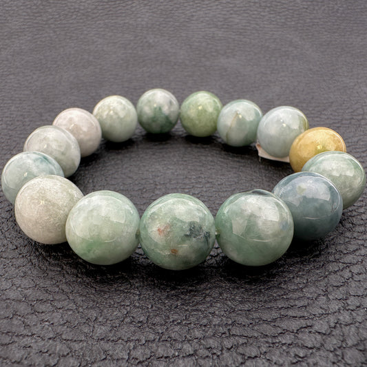 Burmese Jade 13-14mm Smooth Round Stretchy Bracelet (J295)