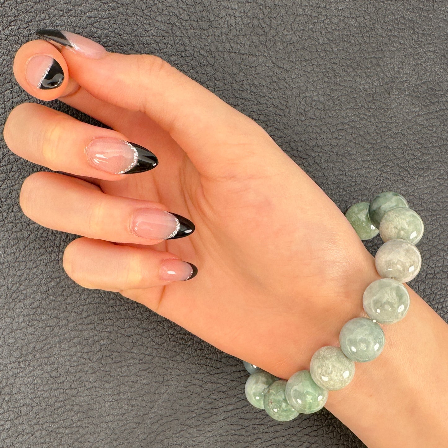 Burmese Jade 13-14mm Smooth Round Stretchy Bracelet (J295)