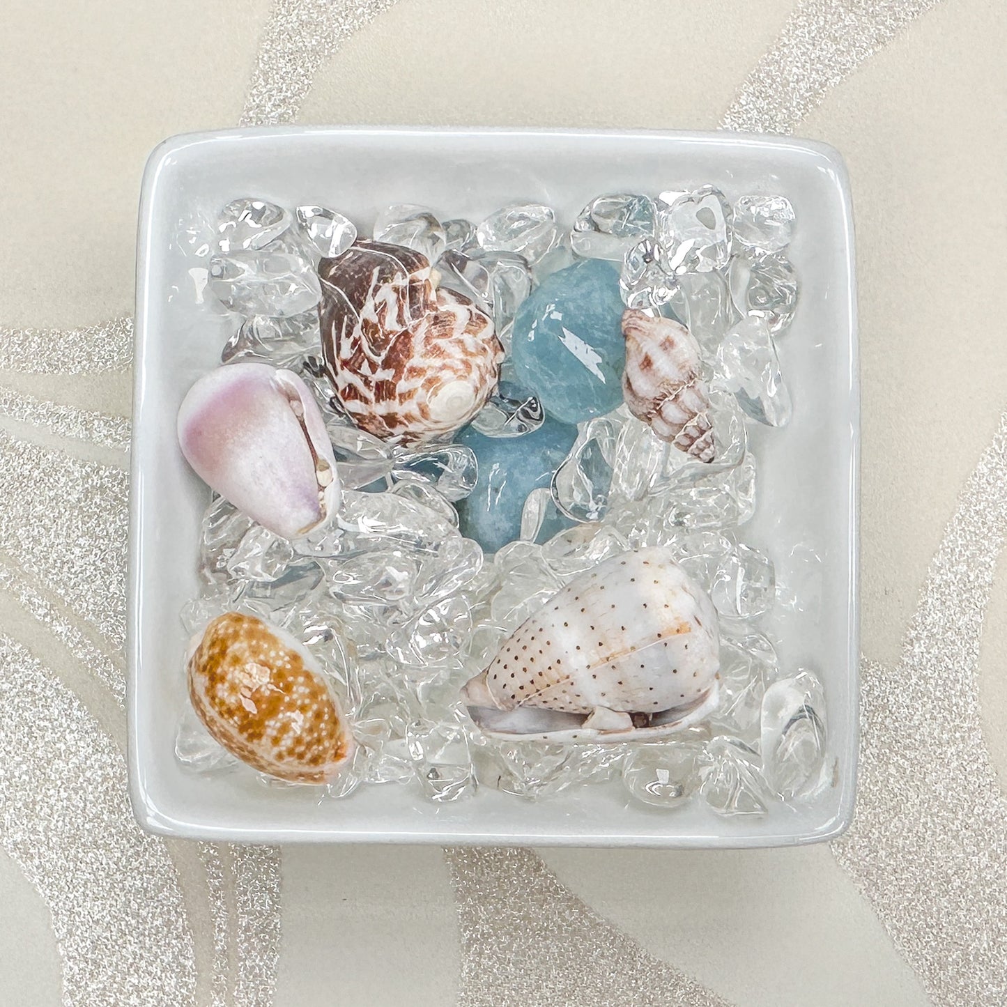 Inu Bottle by Vitajuwel - Cloud White (with Hawaii Shells and Aquamarine)-The Bead Gallery Honolulu