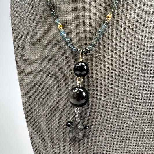 Silver Obsidian, Hypersthene, and Picasso Jasper Mala Bead Mix -3 pcs. (MIX096)