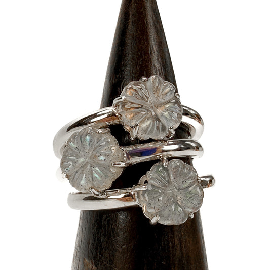 Labradorite Flower Ring - - Sizes 7 & 8 (J170)-The Bead Gallery Honolulu