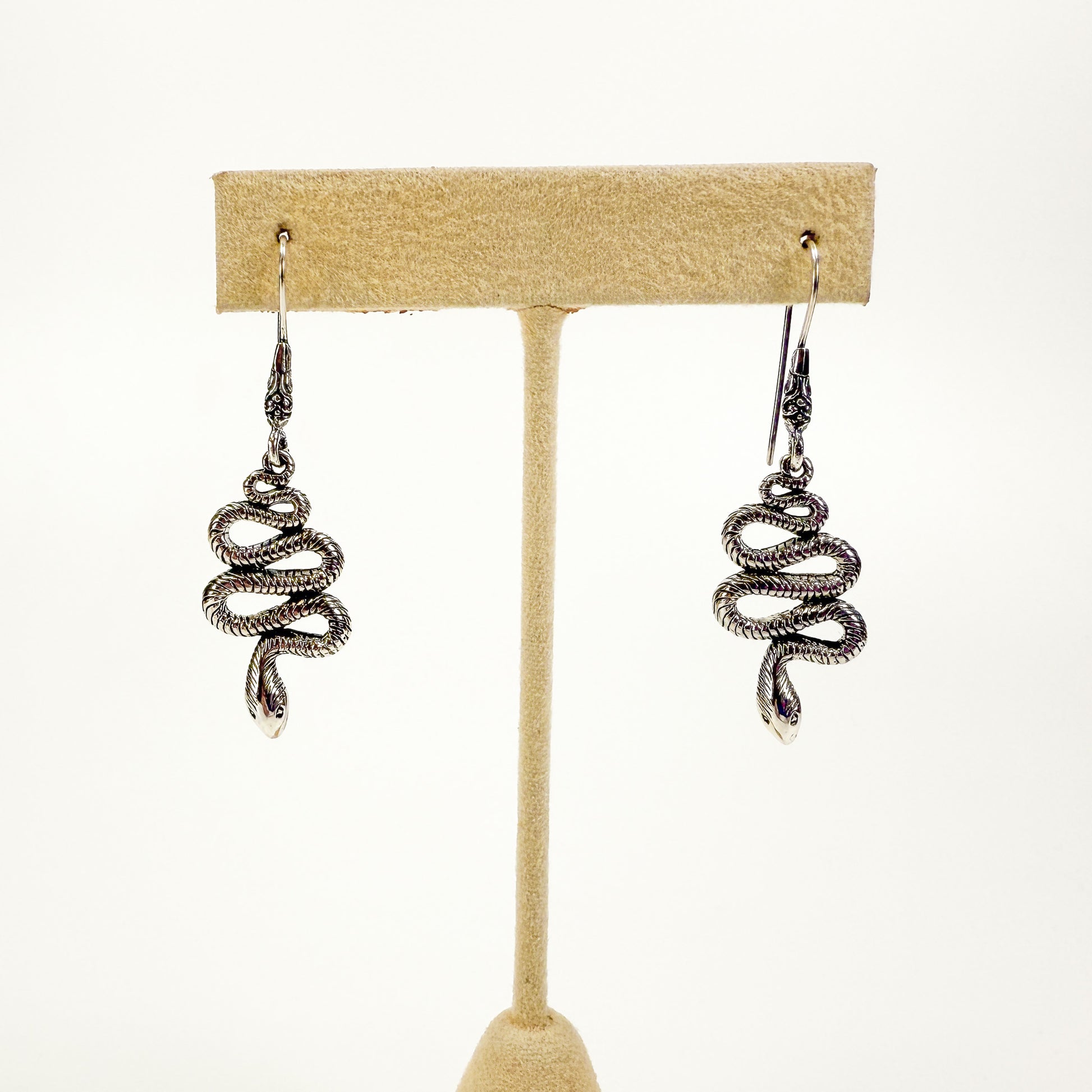 Serpentine Snake Charm or Earrings - Bali Silver (S697)-The Bead Gallery Honolulu