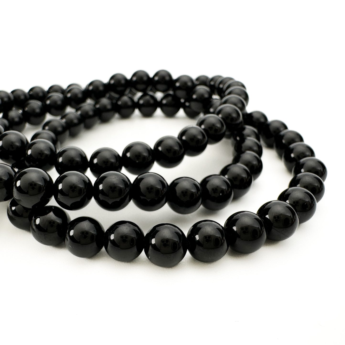 Black Tourmaline 6mm Round Bead Stretchy Bracelet (GEM1890)