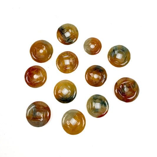 Jadeite Carved Donut Money Coin Charm (1 pc/P3459)