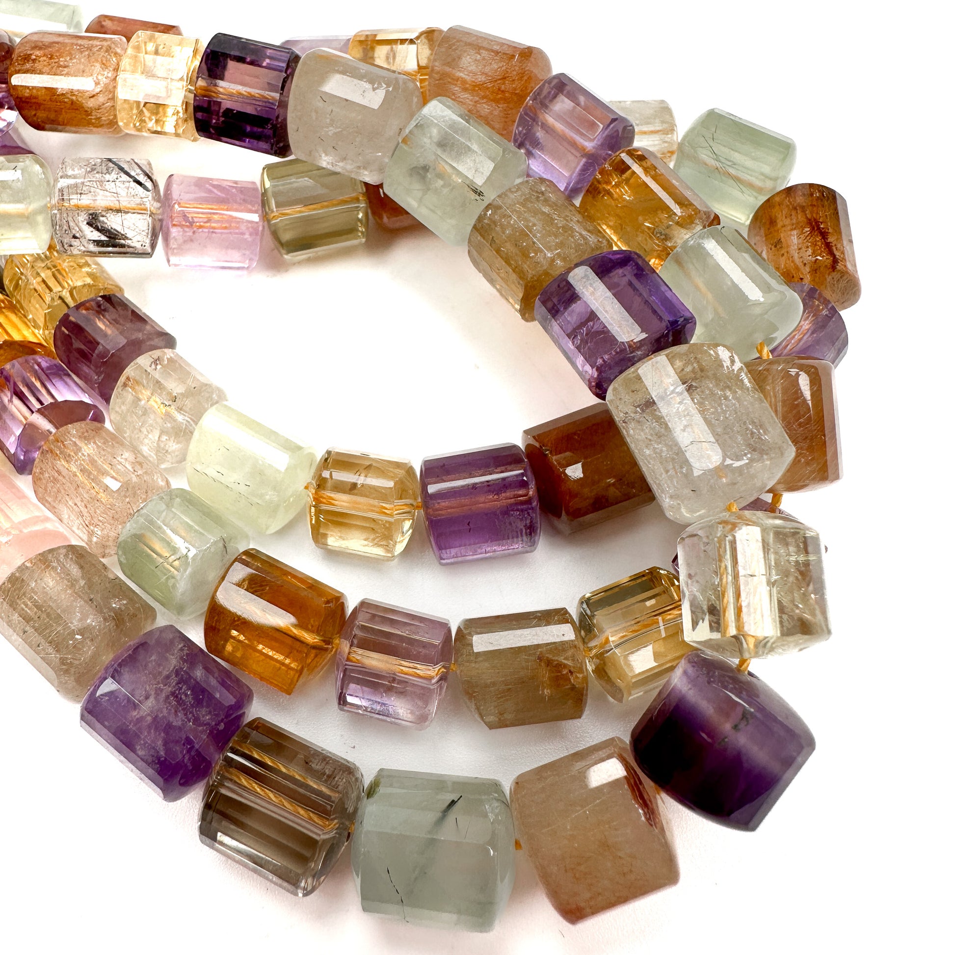 Mixed Gemstone 10 - 12mm Faceted Curved Triangle Bead - 9" Strand-The Bead Gallery Honolulu