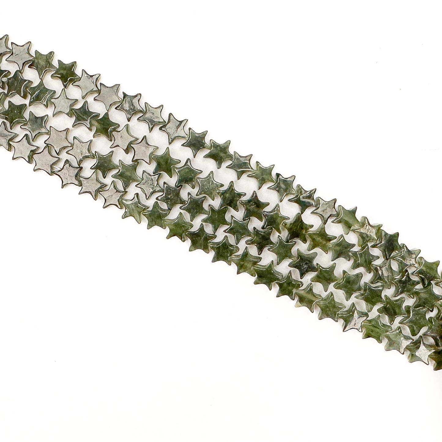 Green Jade 7mm Flat Star Bead - 15" Strand-The Bead Gallery Honolulu