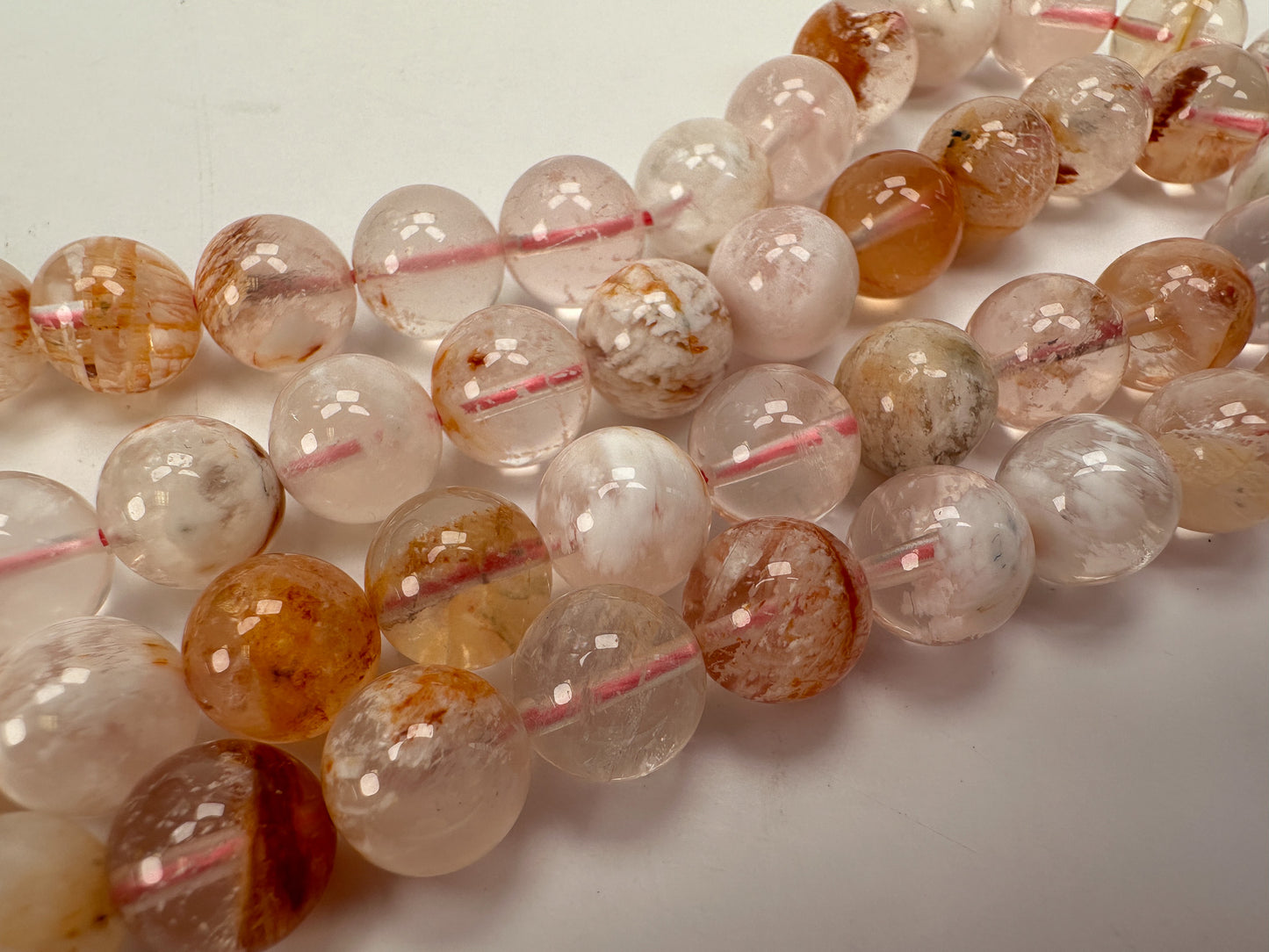 Red Lodalite 10mm Smooth Round Bead - 7.5" Strand (GEM2184)