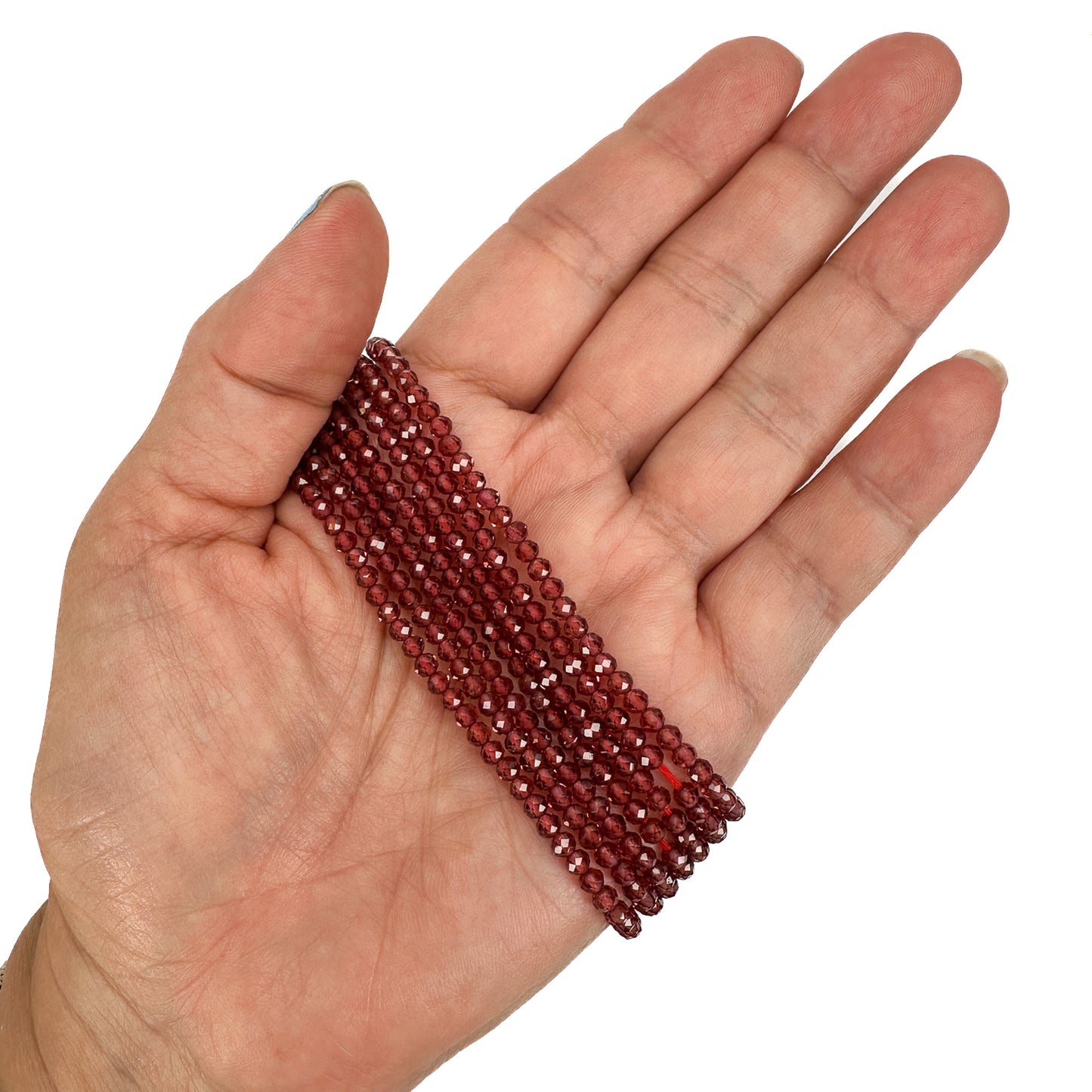 Garnet 3mm Faceted Round Bead - 9" Strand (GEM2147)
