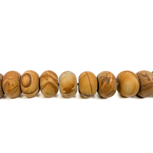 Wood Jasper 8.5x12mm Smooth Matte Rondelle Bead (1 pc/P3352)