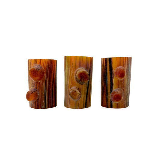Handblown Glass Wood Grain Medium Brown Glass Bead (1pc/Z17)