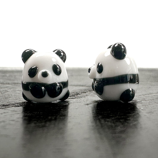 Chibi Handmade Glass Beads - Panda Sitting - 1 pc.-The Bead Gallery Honolulu