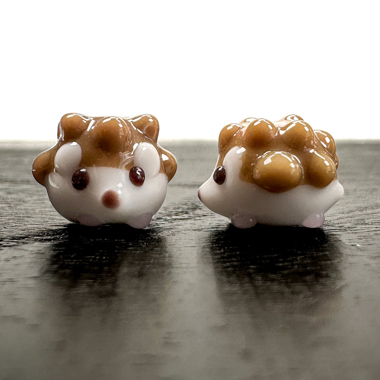 Chibi Handmade Glass Beads - Hedgehog (Brown)-The Bead Gallery Honolulu