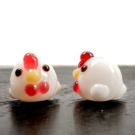 Chibi Handmade Glass Beads - Chicken-The Bead Gallery Honolulu