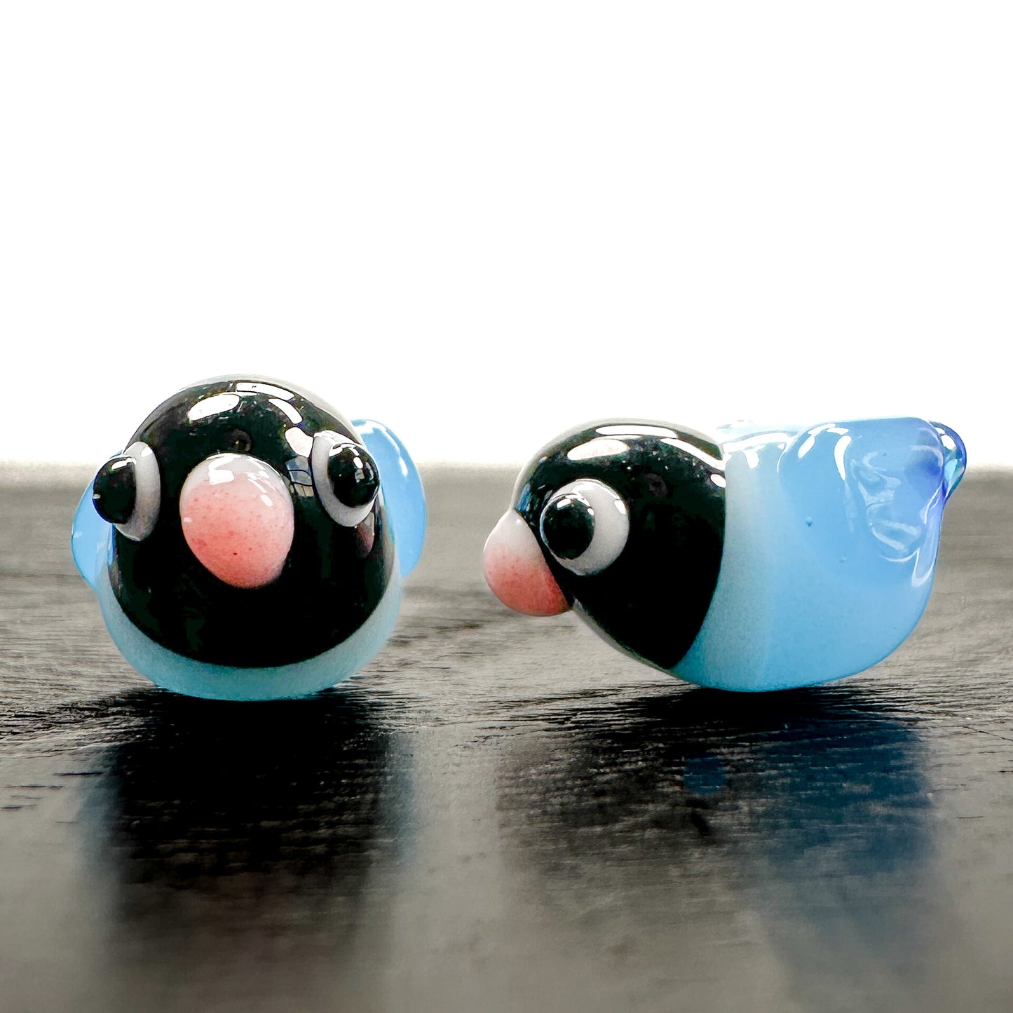 Chibi Handmade Glass Beads - Bird Shape Blue-Lovebird-The Bead Gallery Honolulu